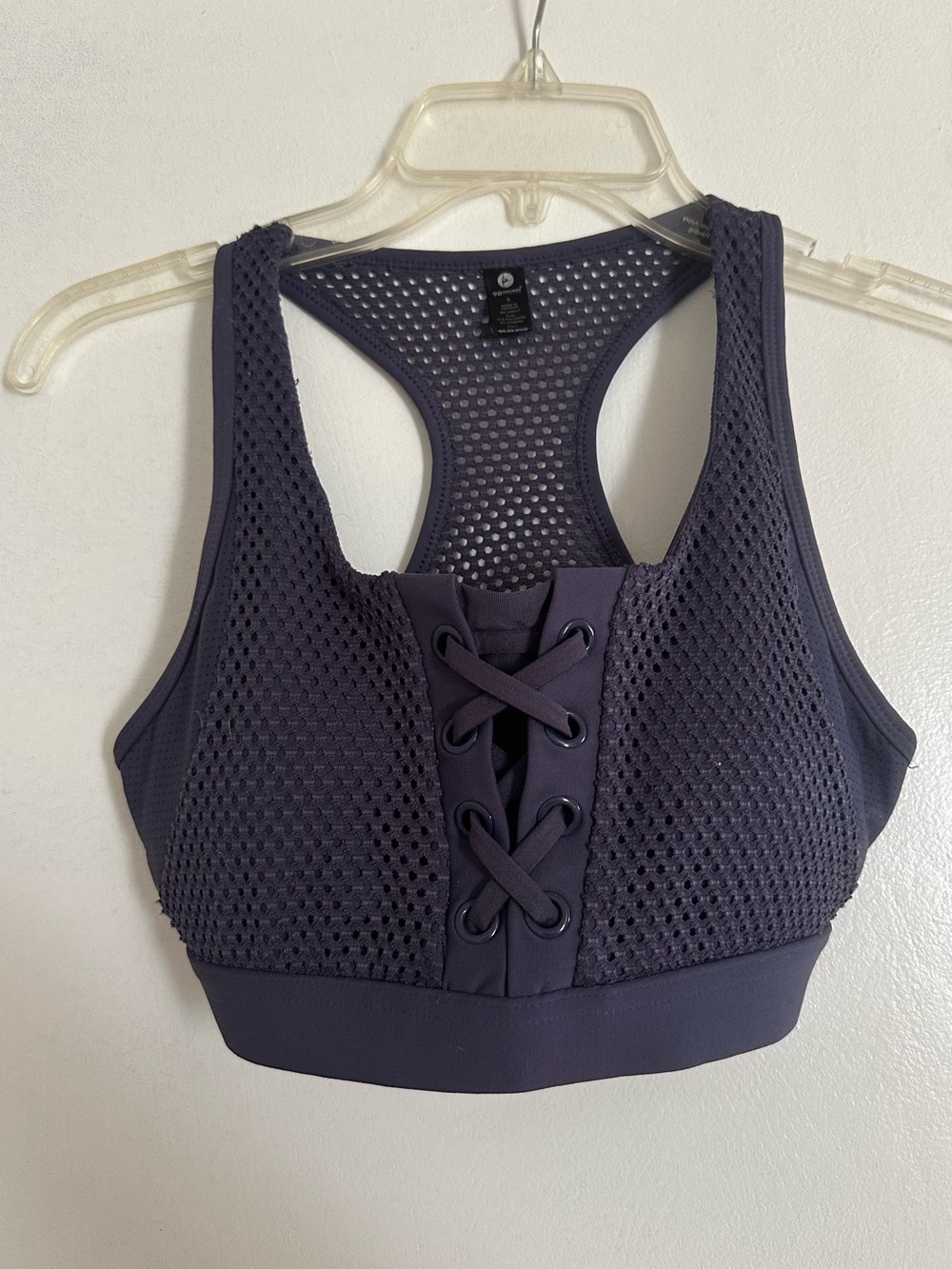 90 Degree By Reflex Lace-Up Racerback Sports Bra - Deep Purple